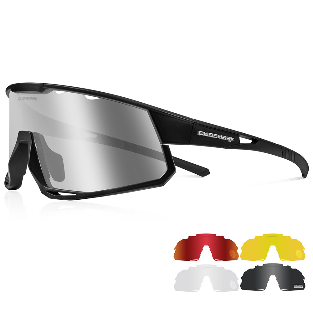 QE55 Black Red Polarized Sunglasses Cycling Eyewear Men Women Oversize –  QUESHARK