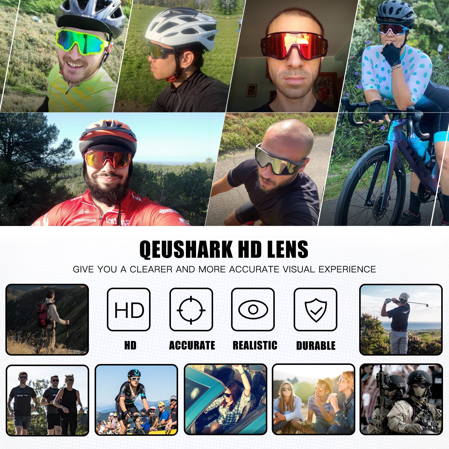 Queshark Cycling Glasses TR90 Frame Polarized Sports Sunglasses for Men  Women with 4 Lens Anti-UV400